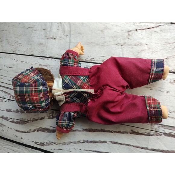 Palm Pals Bean Bag Kids Doll Boy Red Green Plaid, Sad Face Nose Running Read - Picture 5 of 11